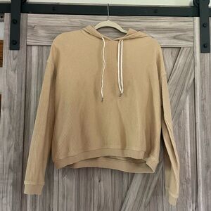 Aerie Beige Ribbed Hoodie